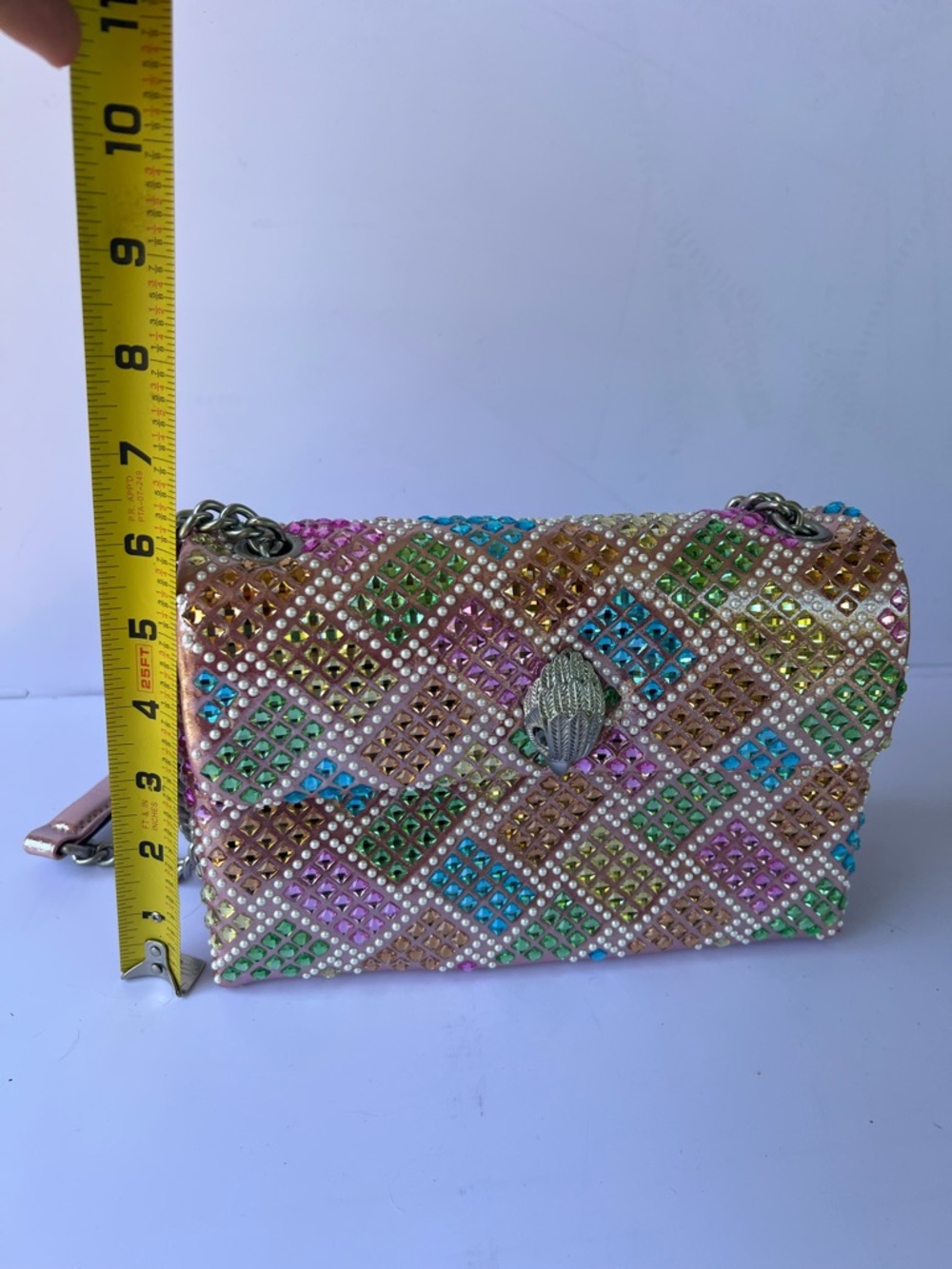 Kurt Geiger London Kensington Embellished Rainbow Crystal Shoulder Bag - Picture 4 of 8